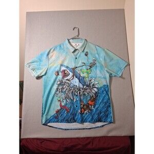 Hardaddy Shirt Mens XL Skeleton Shark Surfing Party Drinking David Lozeau